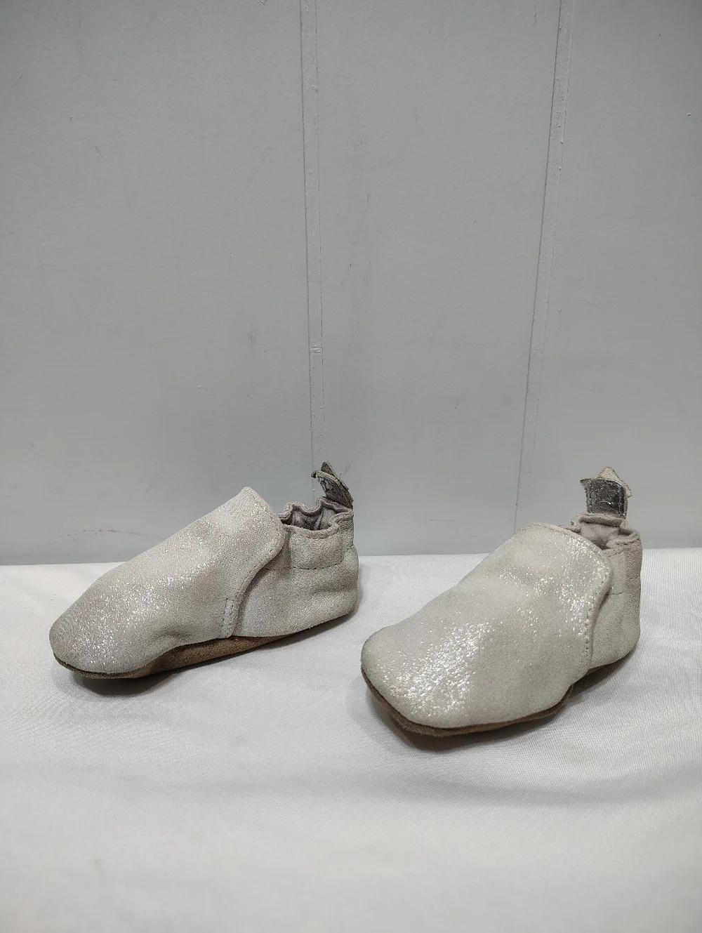 Robeez Baby Girls Silver Leather Soft Sole Shoes 6-12 Months Metallic Star